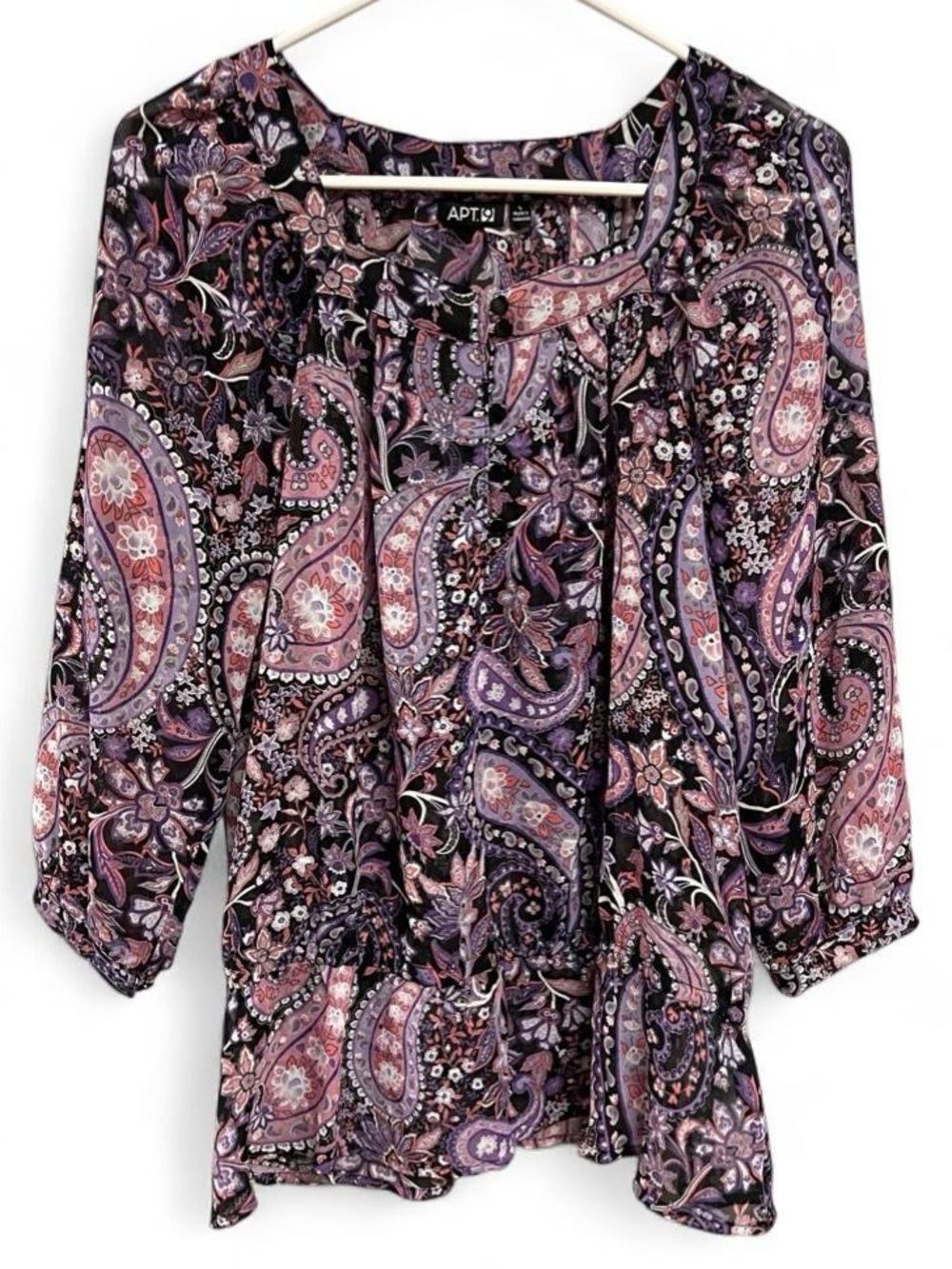 Apt. 9 Paisley Sheer Boho Blouse Size Large